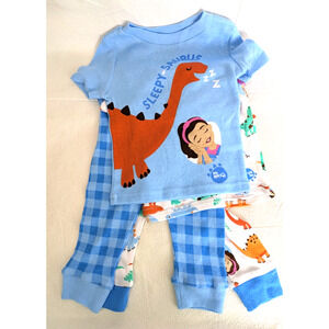 Ms Rachel 4 Pc Pajama Set 12 Months Blue Dinosaurs